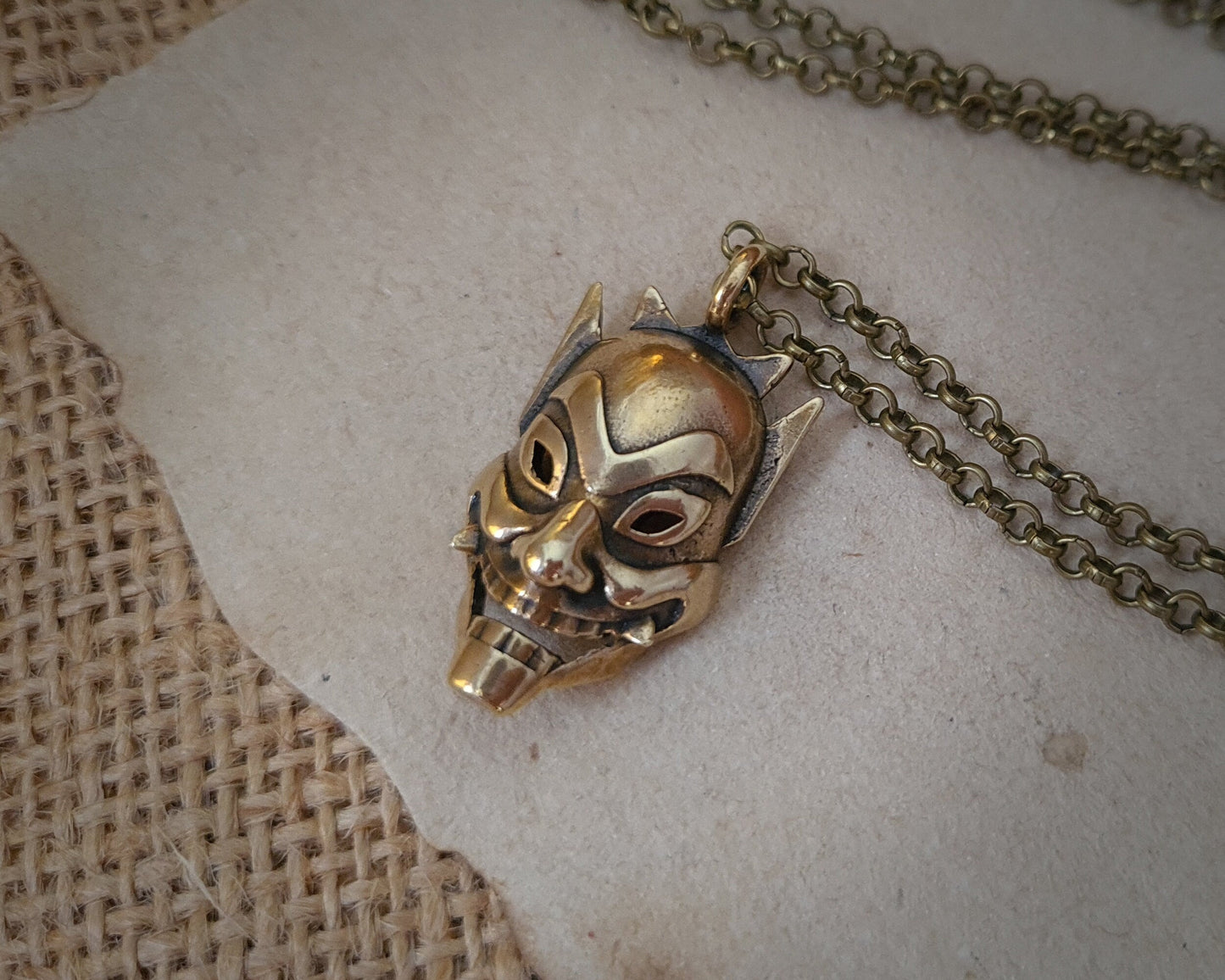 Avatar Airbender Blue Spirit Prince Zuko's Mask Mask Japanese Oni Hannya Hanyia Demon Pendant Necklace Jewelry Charm 925 Sterling Silver / Brass - Baldur Jewelry