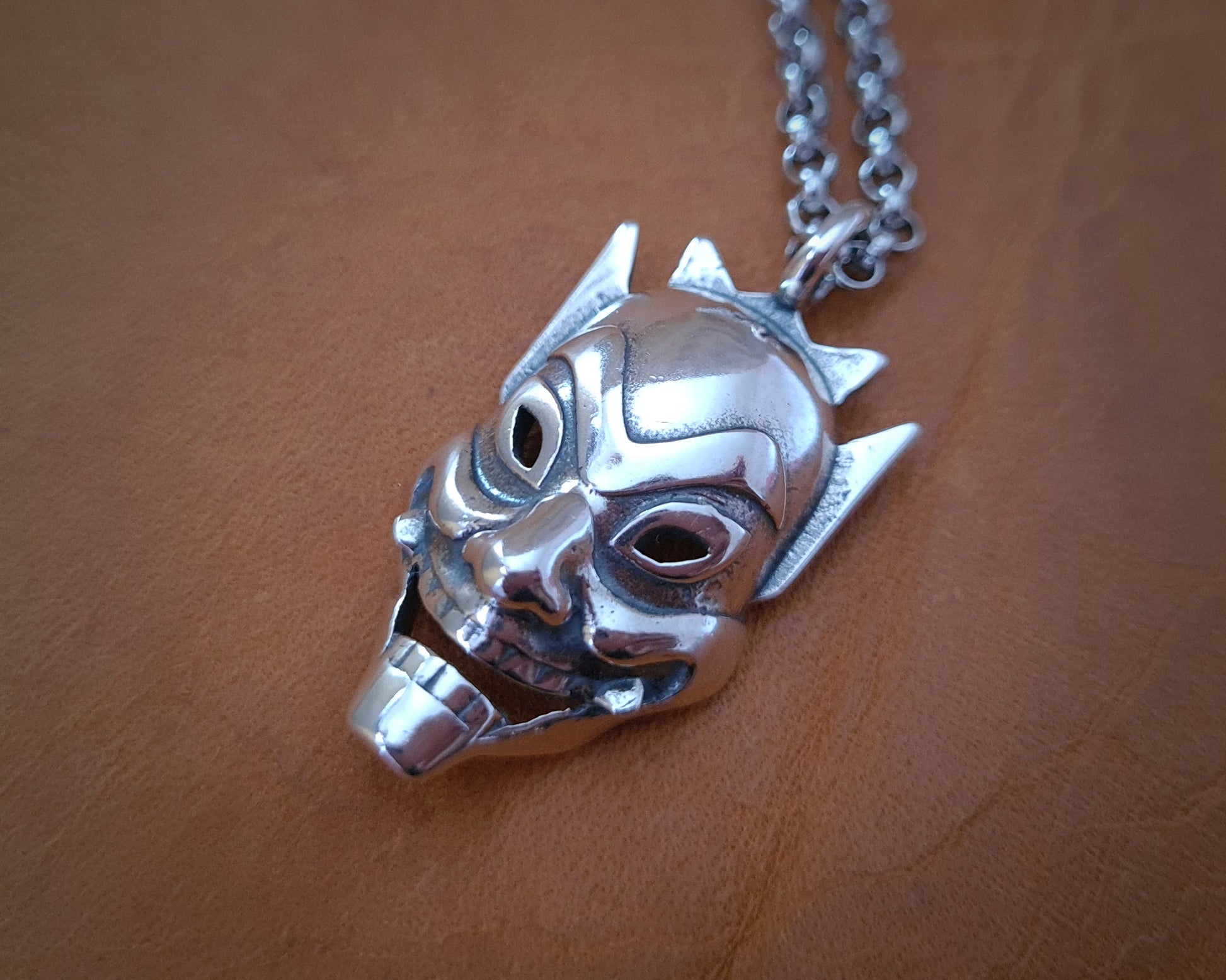 Avatar Airbender Blue Spirit Prince Zuko's Mask Mask Japanese Oni Hannya Hanyia Demon Pendant Necklace Jewelry Charm 925 Sterling Silver / Brass - Baldur Jewelry