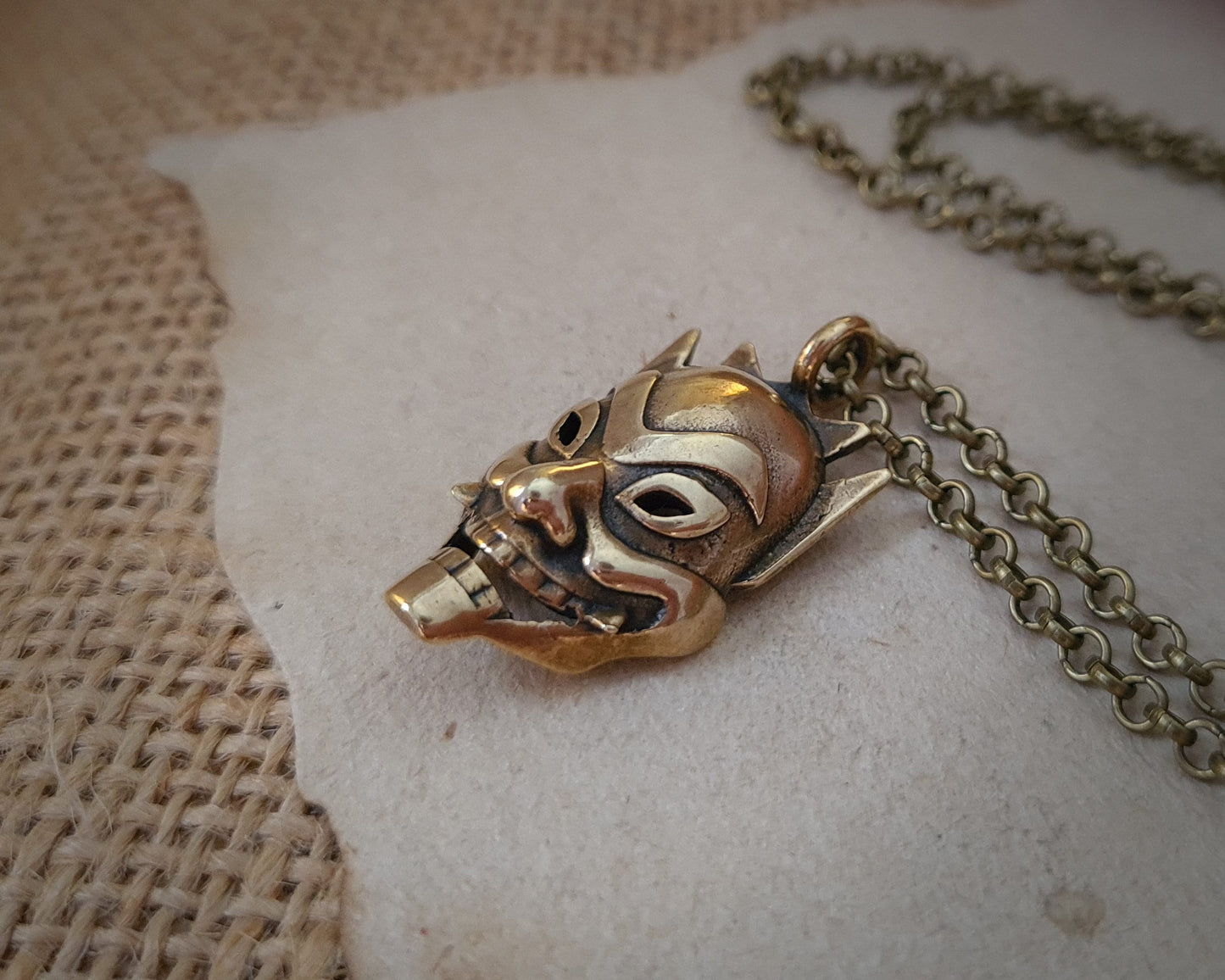 Avatar Airbender Blue Spirit Prince Zuko's Mask Mask Japanese Oni Hannya Hanyia Demon Pendant Necklace Jewelry Charm 925 Sterling Silver / Brass - Baldur Jewelry