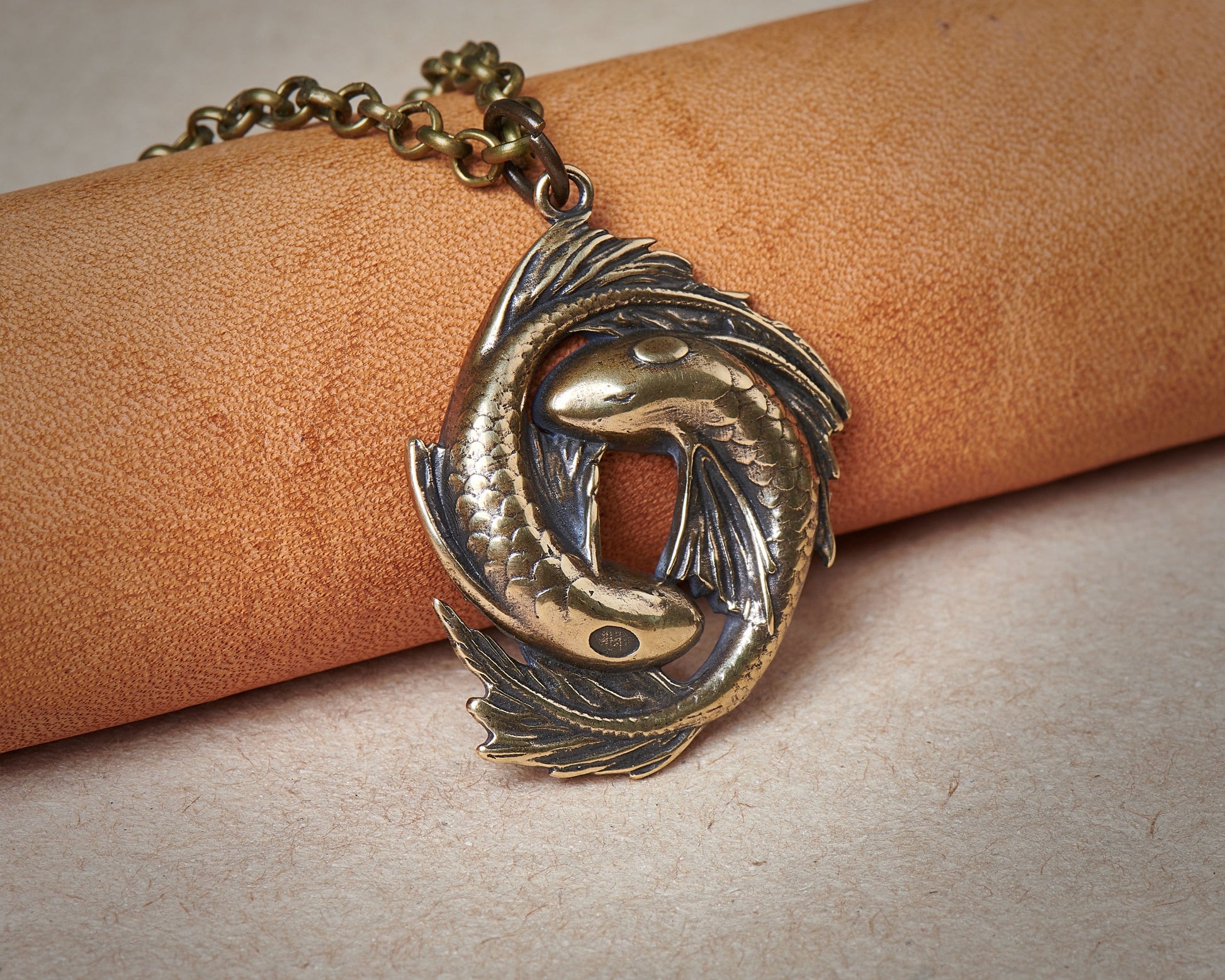 Avatar Airbender Koi Fish Yin Yang Necklace Charm Pendant Jewelry Brass and Silver - Baldur Jewelry