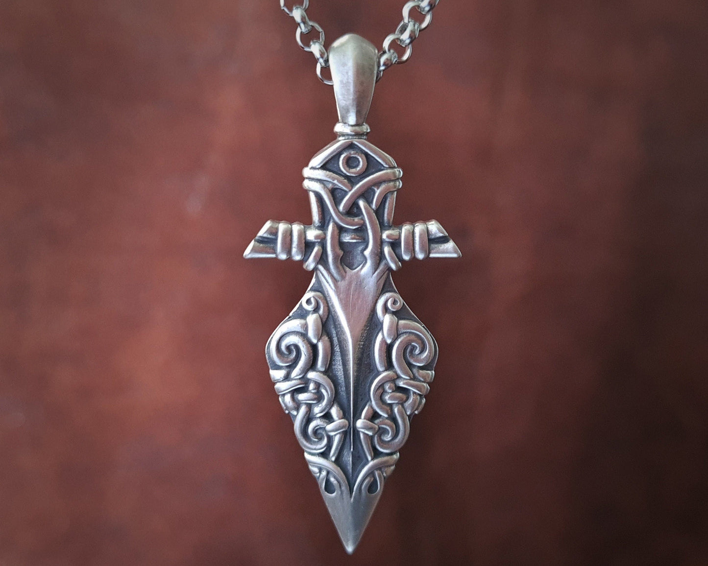 Brass / 925 Sterling Silver Viking Odin Gungnir Spear Huginn Muninn Pendant Necklace Charm Talisman Jewelry - Baldur Jewelry