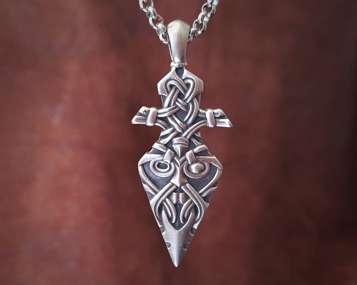 Brass / 925 Sterling Silver Viking Odin Gungnir Spear Pendant Necklace Charm Talisman Jewelry - Baldur Jewelry