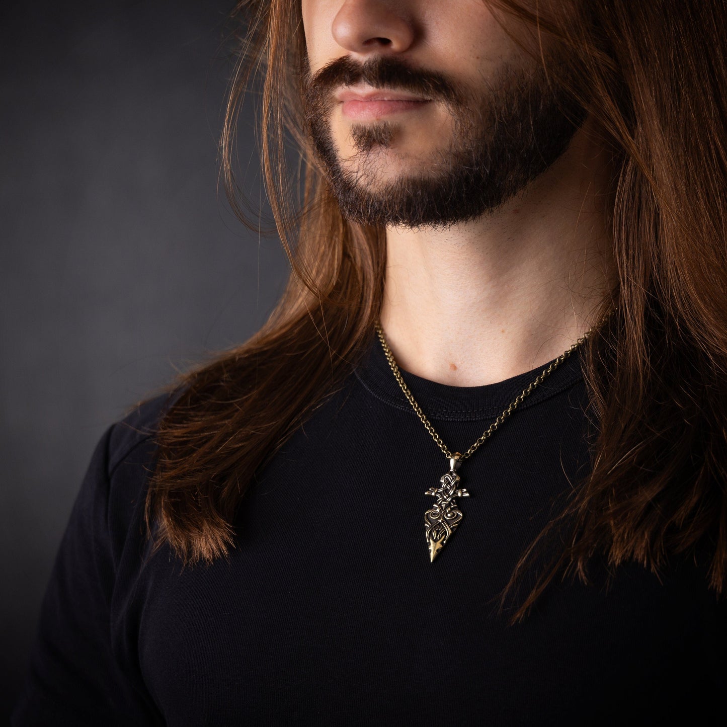 Brass / 925 Sterling Silver Viking Odin Gungnir Spear Pendant Necklace Charm Talisman Jewelry - Baldur Jewelry