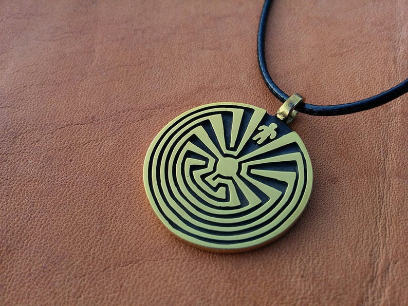 Litoi Man in Maze Labyrinth Necklace Pendant Amulet Maze Jewelry