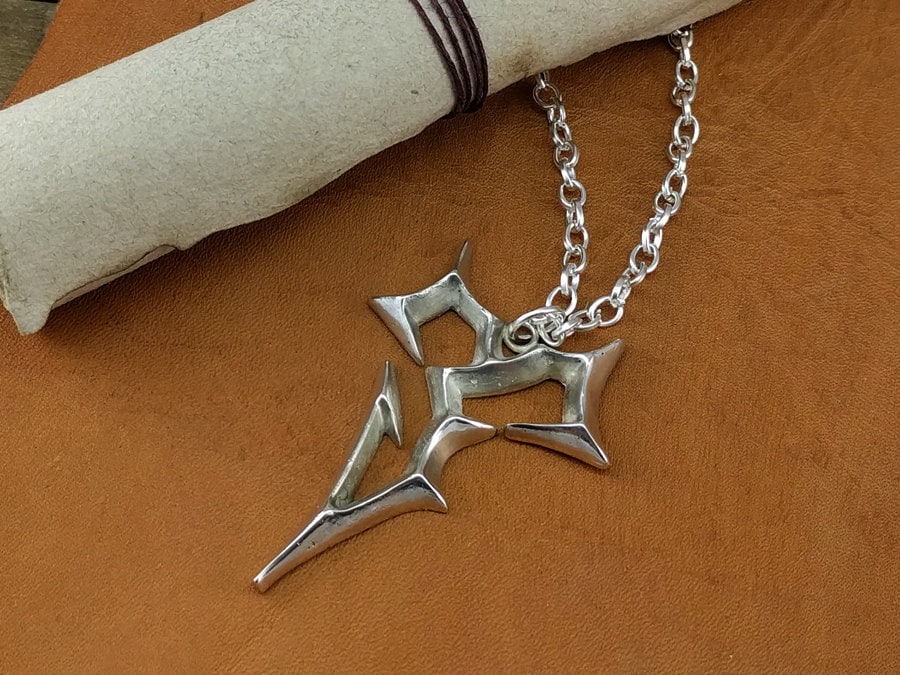 Large Sterling Silver Tidus Necklace from Final Fantasy X - Baldur Jewelry