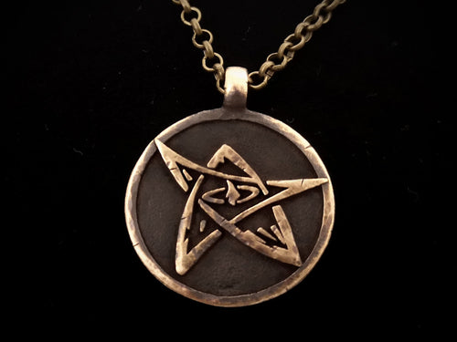 Hand Hammered Lovecraft Elder Sign Cthulhu Necklace Pendant Amulet Jewelry - Baldur Jewelry