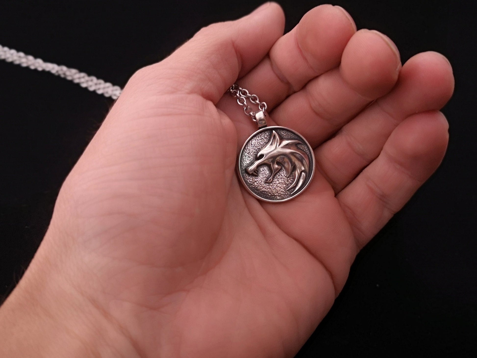 925 Sterling Silver Wolf Necklace Pendant Amulet Jewelry With Chain - Baldur Jewelry