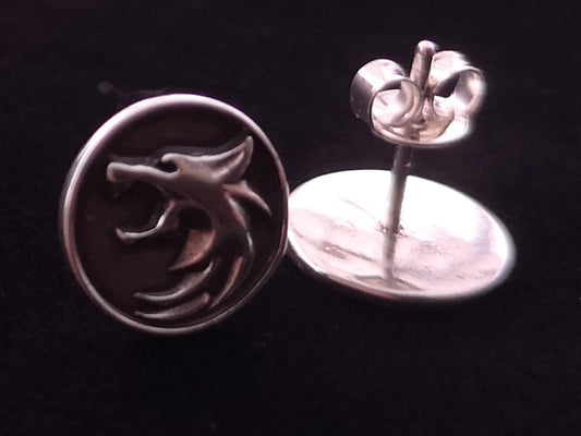 925 Sterling Silver Wolf Themed Witcher Stud Earrings Earring Set Stud Studs - Baldur Jewelry