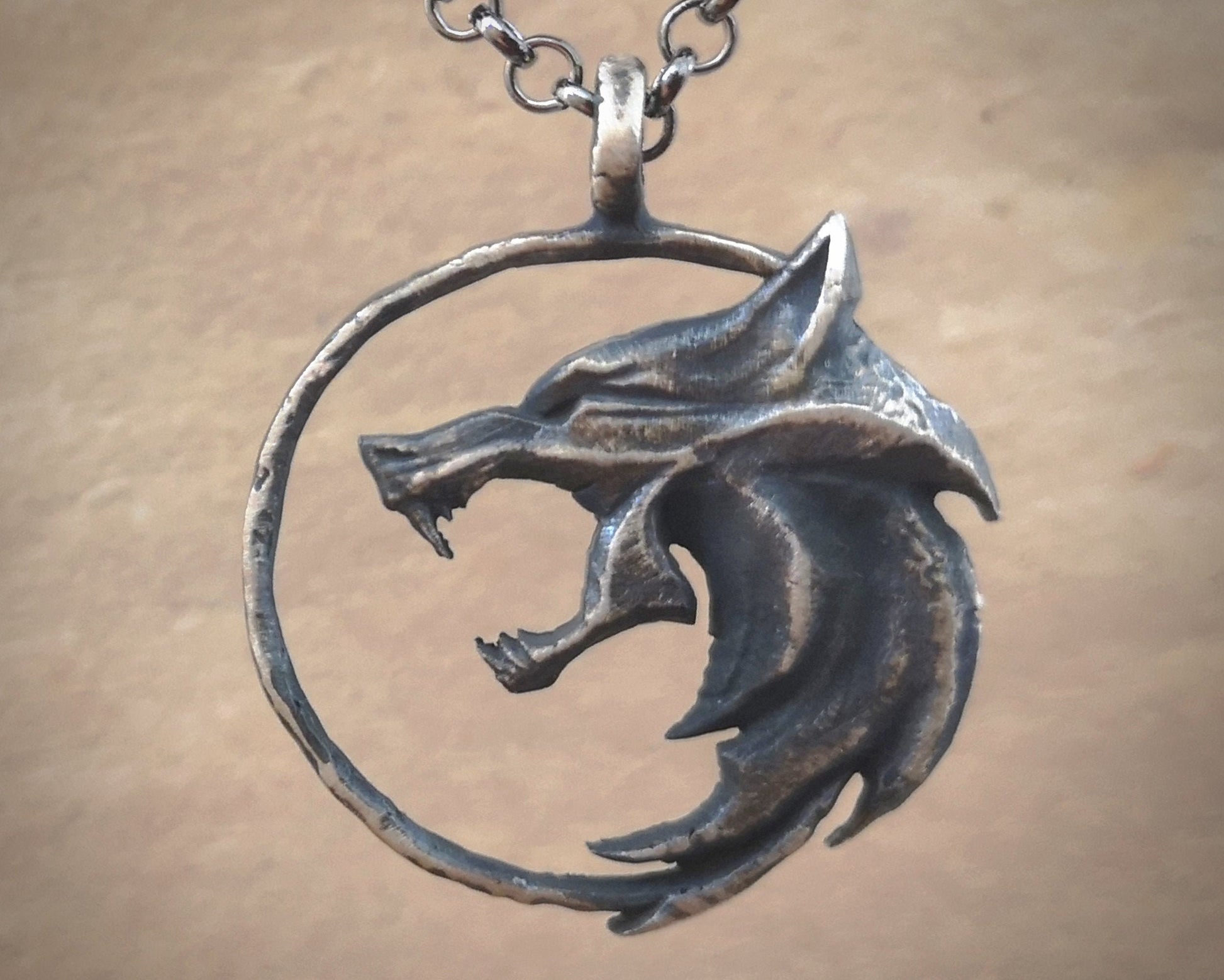 Witcher 925 Sterling Silver Large Necklace Pendant With Chain - Baldur Jewelry