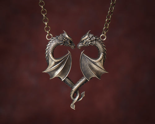 Collier Dragon coeur symbole d'amour pendentif bijoux collier pendentif