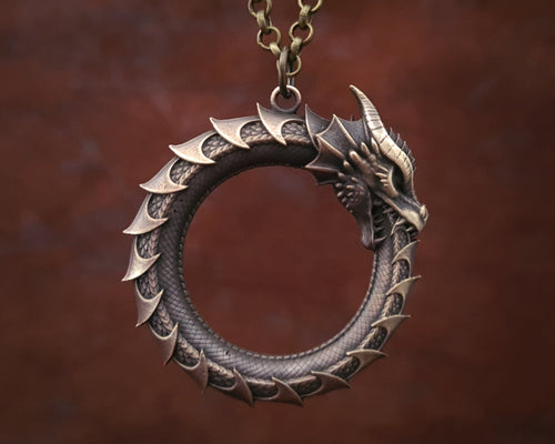 Ouroboros Dragon Snake Viking Pendant Necklace Amulet Charm With Chain - Baldur Jewelry