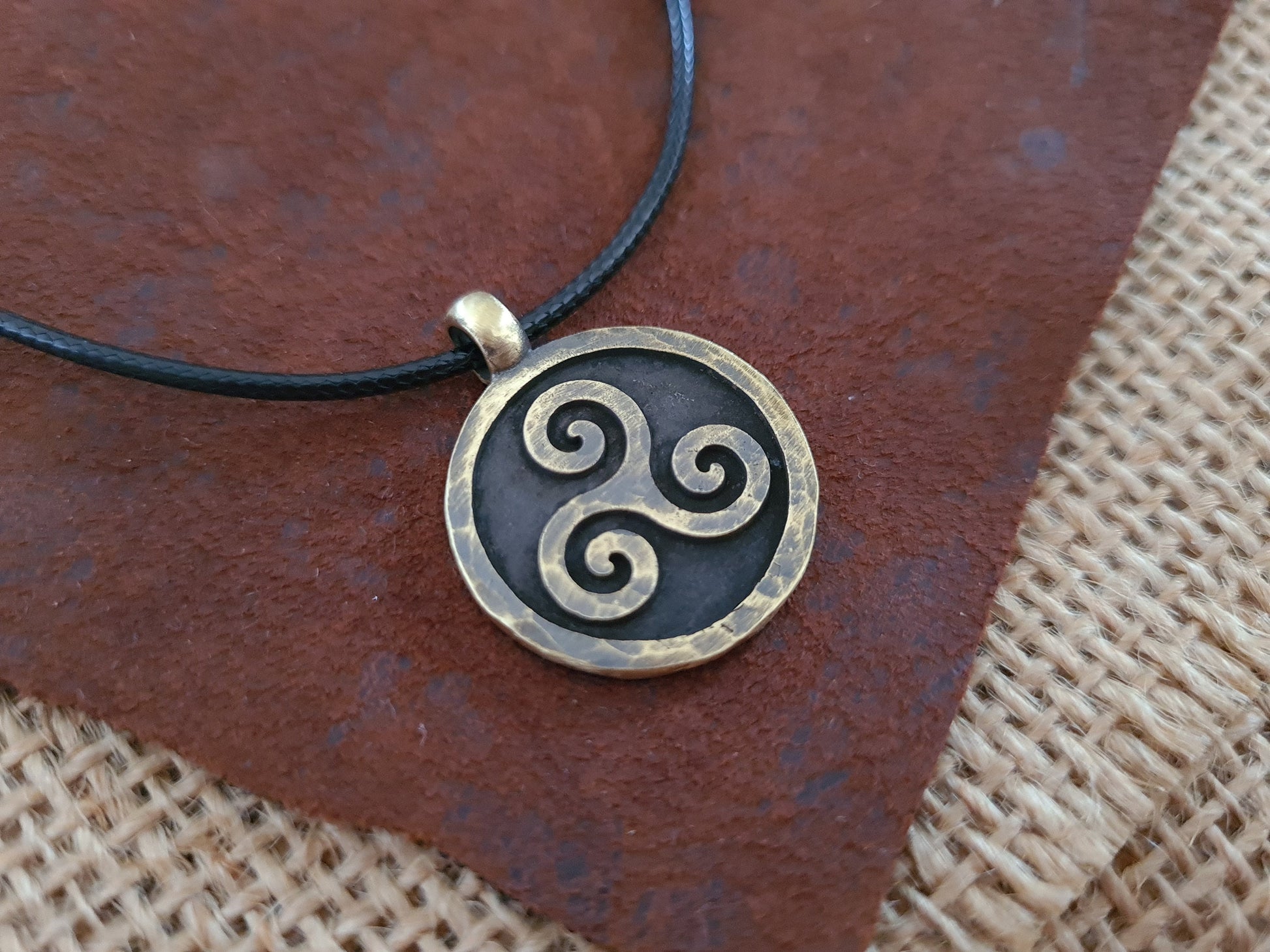 Hand Hammered Celtic Viking Triskelion Triskele Spiral of Life Pendant Necklace Charm - Baldur Jewelry