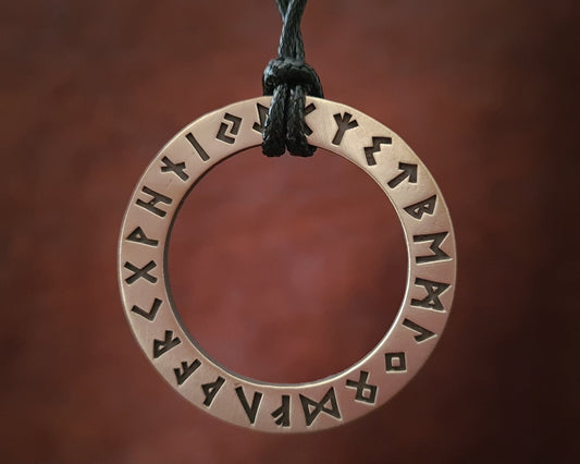 Viking Rune Ring Necklace, Runes Circle, Futhark , Norse mythology, Odin Pendant Jewlery Talisman