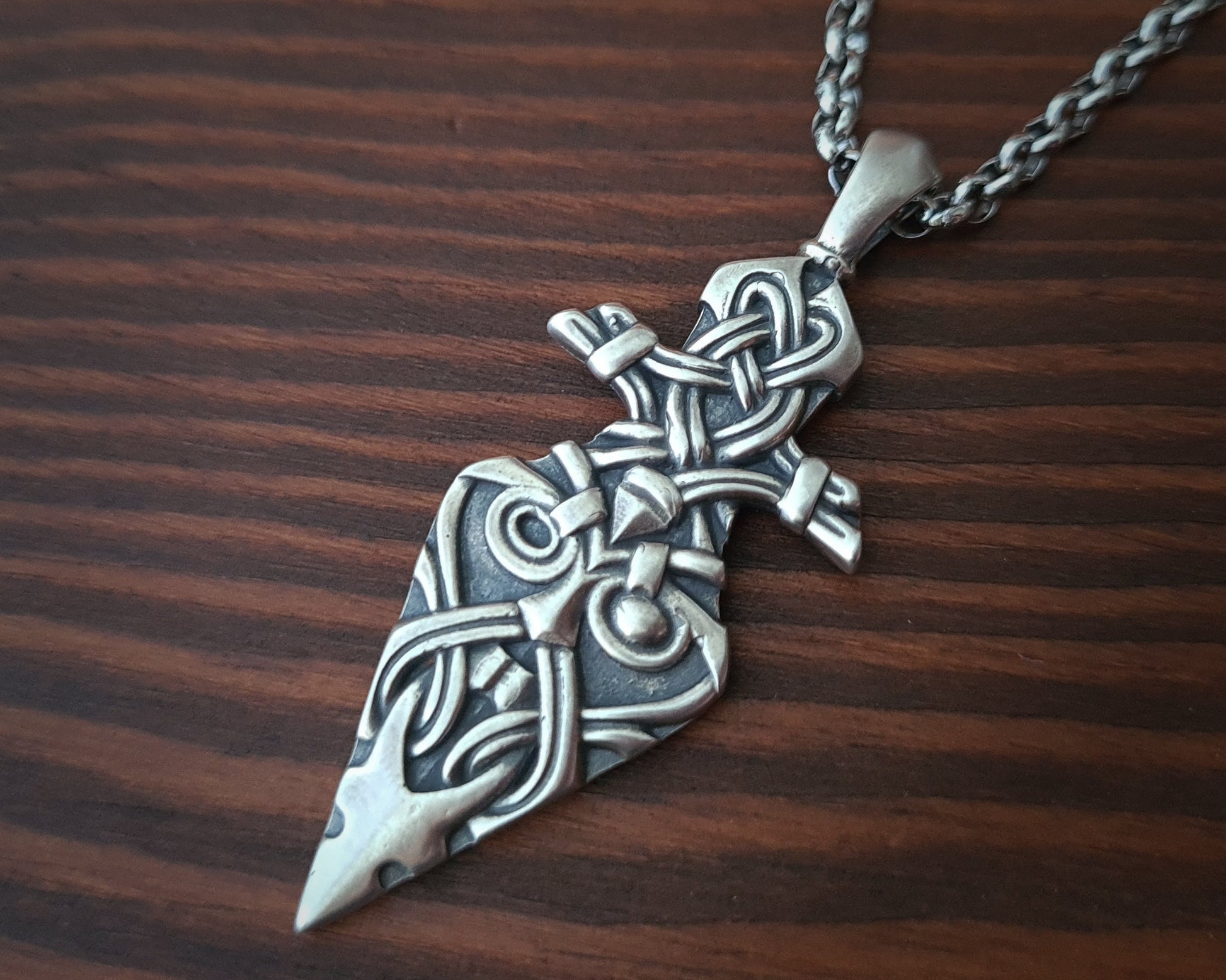 Brass / 925 Sterling Silver Viking Odin Gungnir Spear Pendant Necklace Charm Talisman Jewelry - Baldur Jewelry