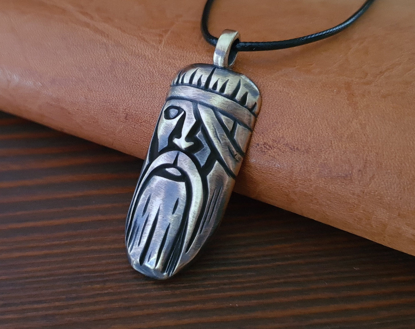 Viking Odin Allfather Necklace Pendant Charm Talisman Jewelry Brass / 925 Sterling Silver With Adjustable String - Baldur Jewelry
