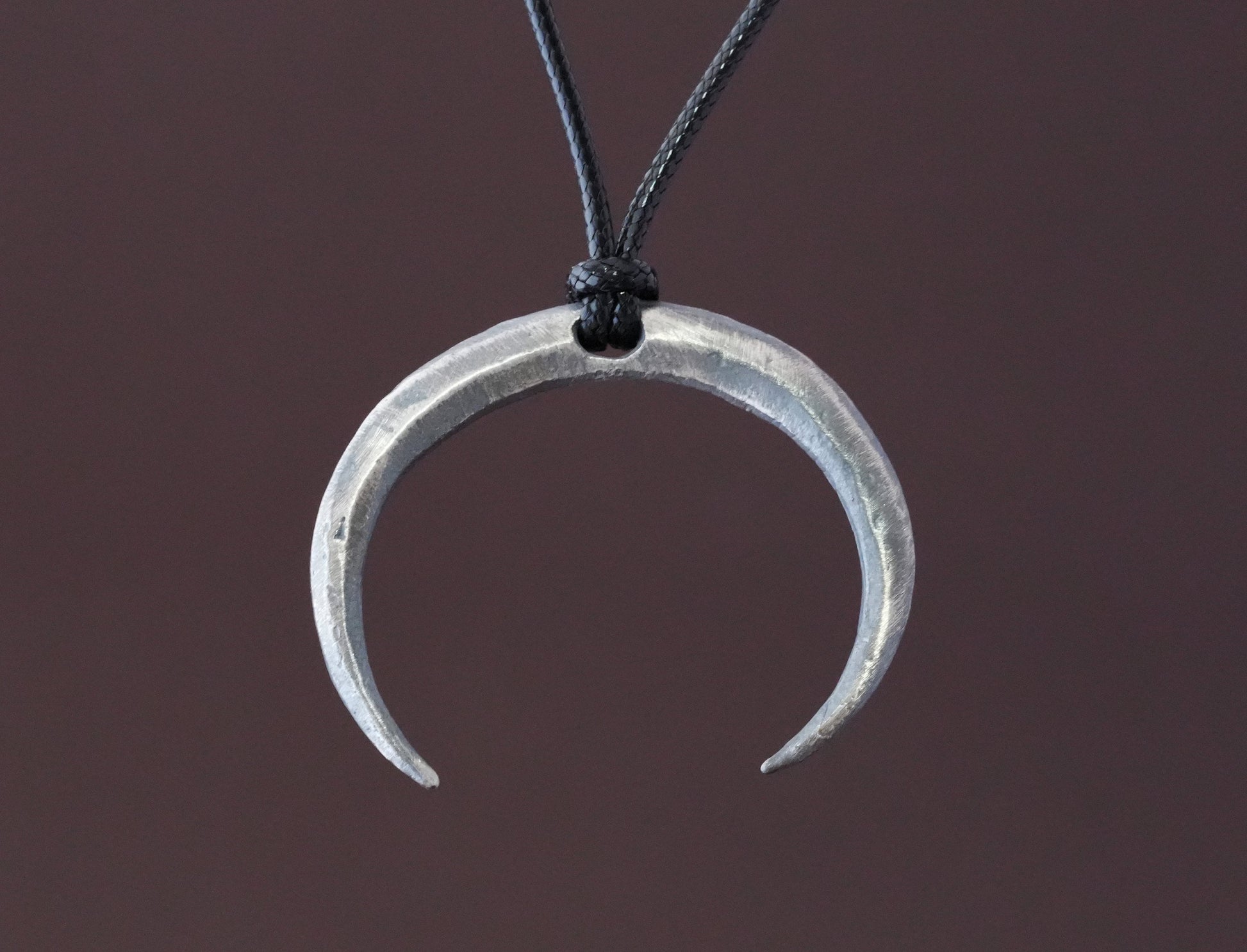 Extra Large Gothic Wiccan Pagan Witchcraft Crescent Moon Necklace Pendant With Adjustable String Charm Embracing Spiritual Universal Energy - Baldur Jewelry