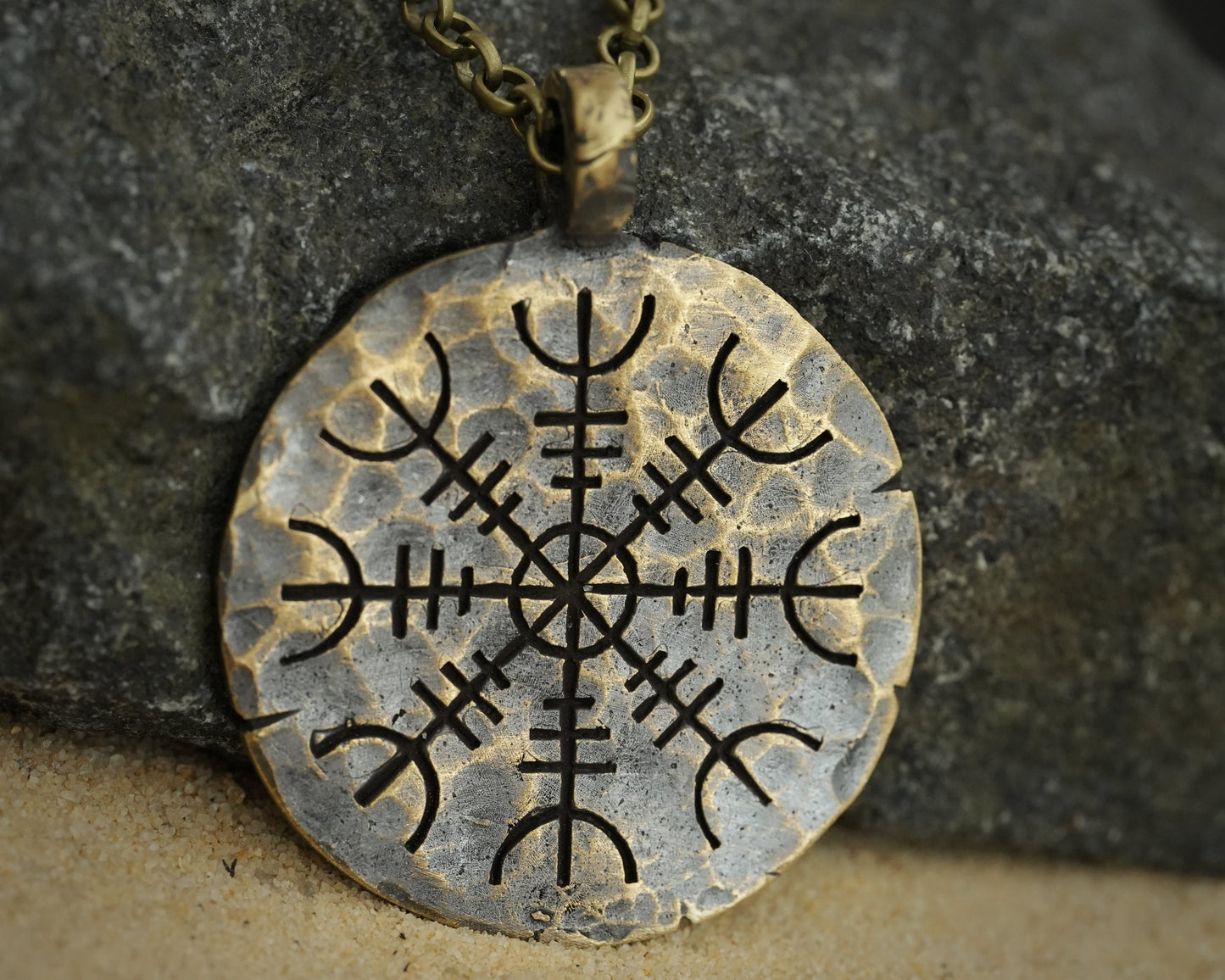 Viking Protection Pendant Aegishjalmur Helm of Awe Necklace Norse Jewelry With Chain - Baldur Jewelry