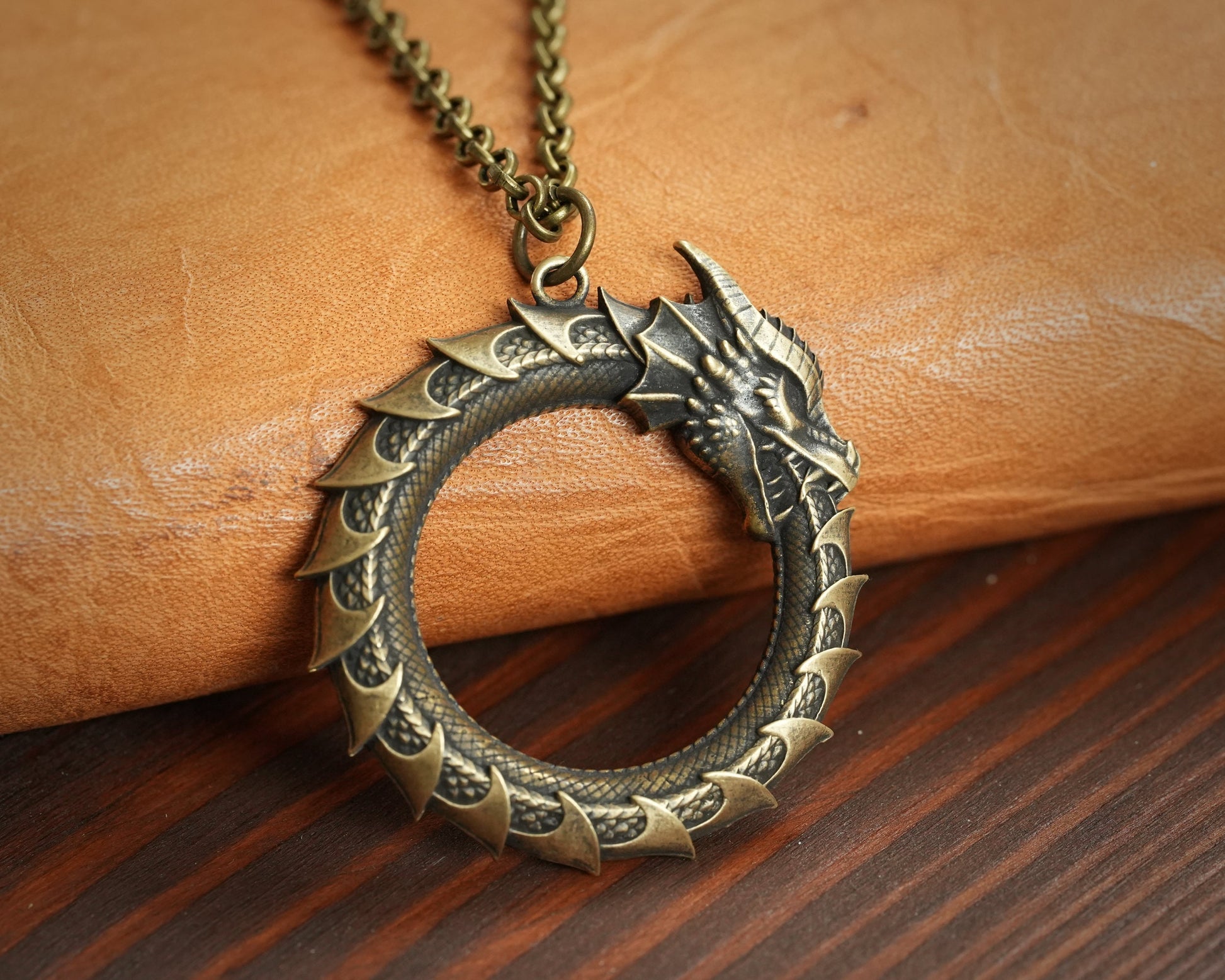 Ouroboros Dragon Snake Viking Pendant Necklace Amulet Charm With Chain - Baldur Jewelry