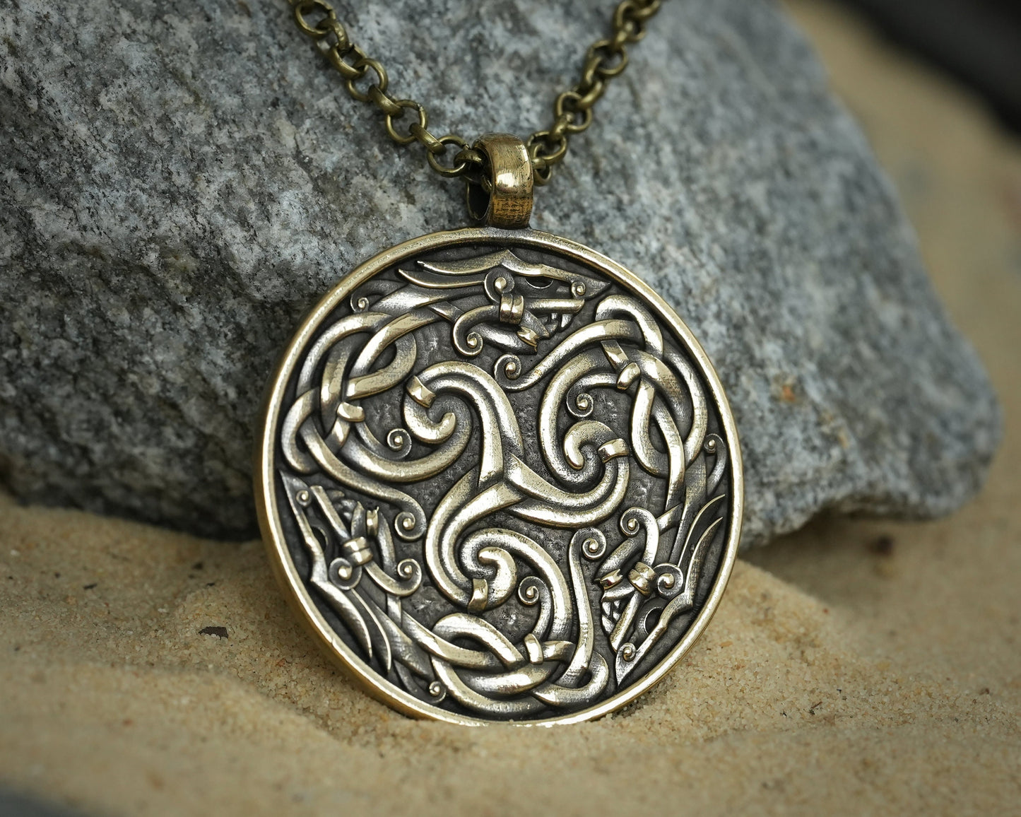 Viking Celtic Dragon Triskelion Infinity Endless Cycle Triskele Mens Necklace Pendant Charm Jewelry With Chain - Baldur Jewelry