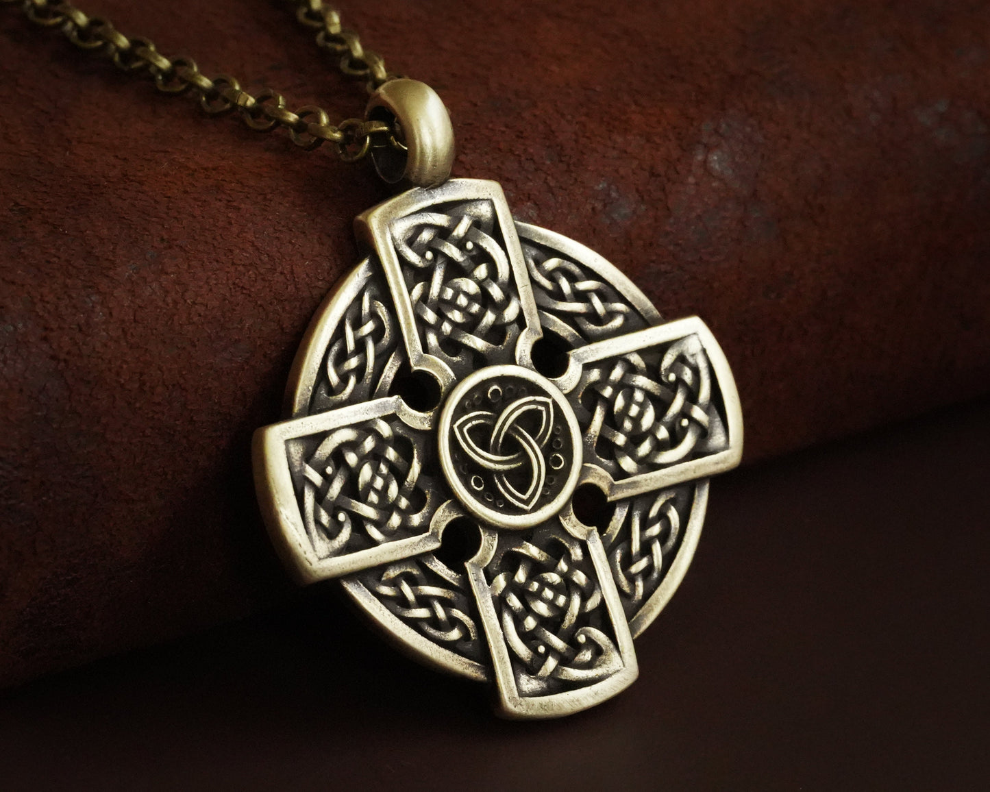 Handmade Celtic Cross Triquetra Necklace for Women for Men Symbol of Faith Heritage Celtic Irish Cross Jewelry Charm 925 Sterling Silver - Baldur Jewelry