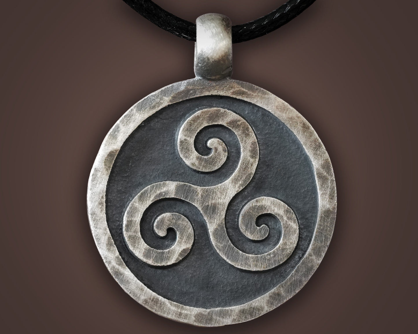 Hand Hammered Celtic Viking Triskelion Triskele Spiral of Life Pendant Necklace Charm - Baldur Jewelry
