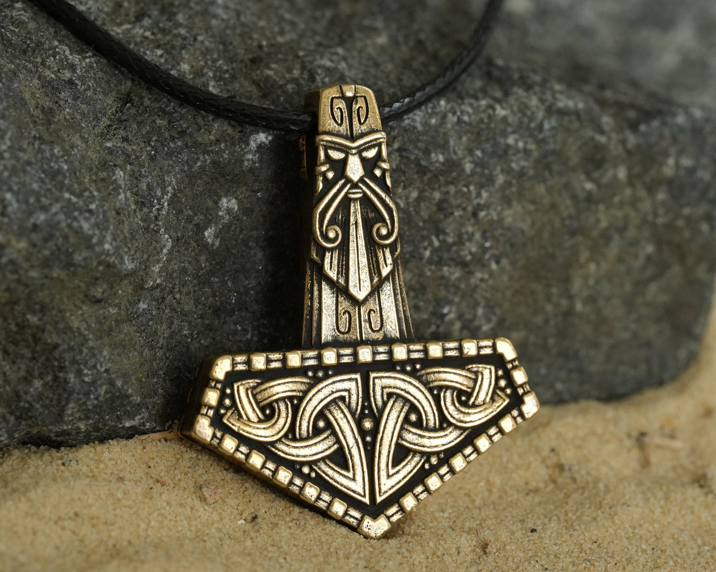 Thor's Viking Celtic Knot Knotwork Thors Hammer Necklace Pendant - Mjölnir Viking Norse God Thor Hammer Pendant Viking Jewelry Gifts for Men