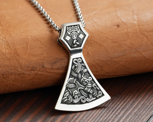 Viking Axe Pendant 925 Sterling Silver Warrior  Necklace Talisman Jewelry - Baldur Jewelry