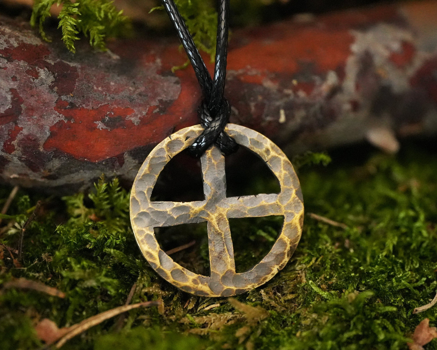 Hand Hammered Solar Cross, Sun Wheel, Viking Cross, Wheel of Life, Viking Norse Jewelry Pendant Necklace - Baldur Jewelry