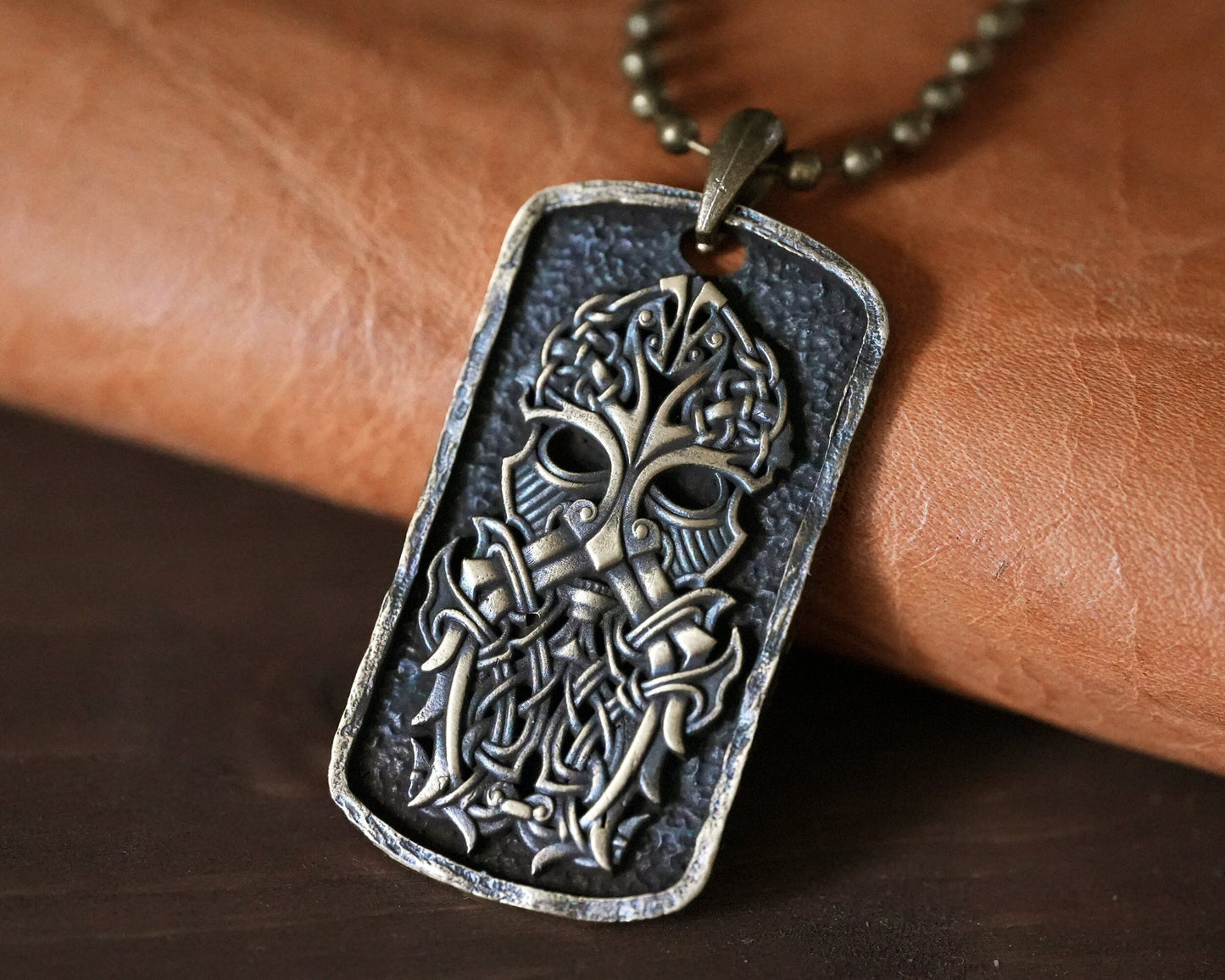 Viking Norse Men Necklace Pendant - Great For Engraving - Flat Back - Baldur Jewelry