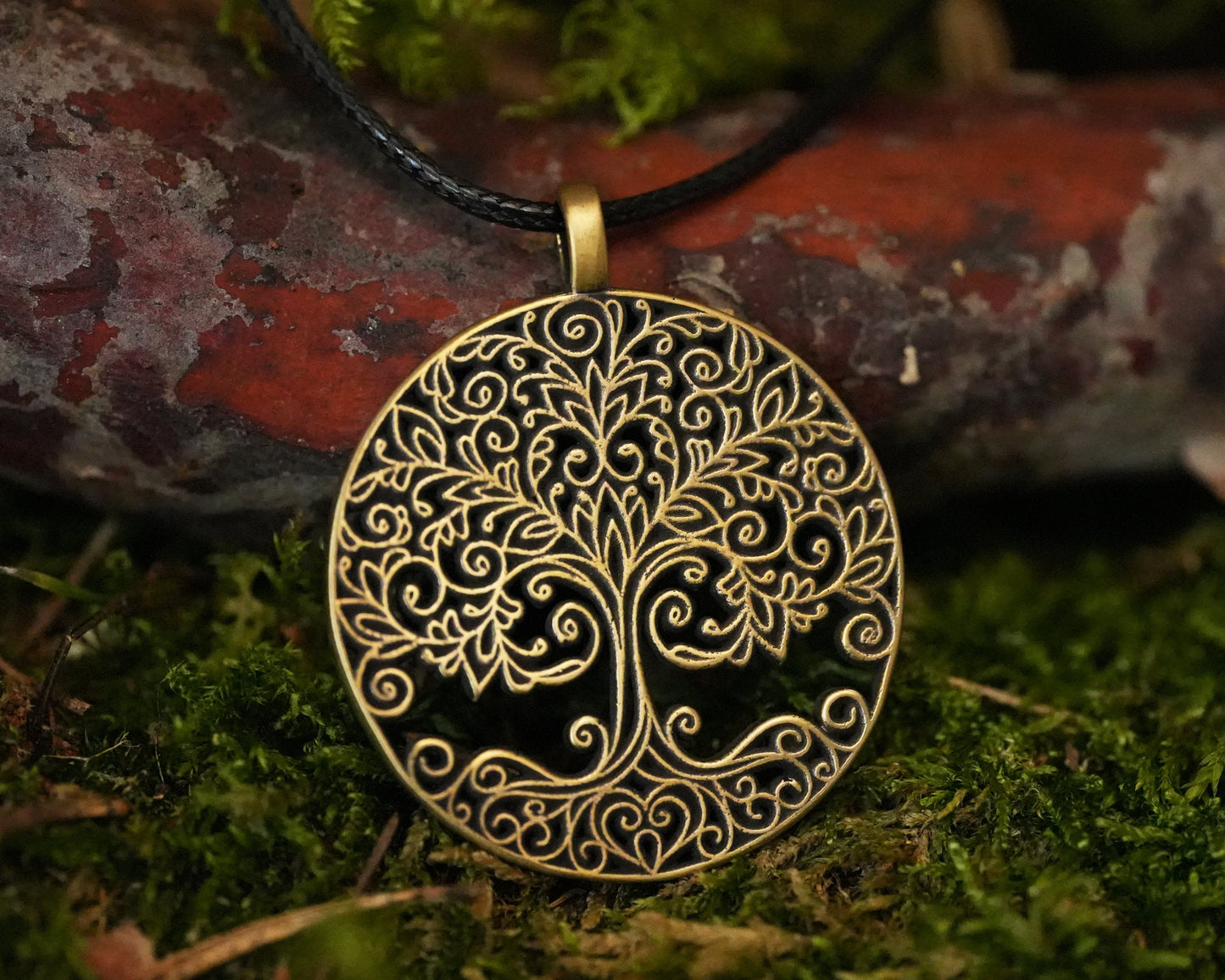 Handmade Filigree Tree of Life Brass 925 Sterling Silver Real Metal Intricate Viking Celtic Yggdrasil For Women and Men, Adjustable String