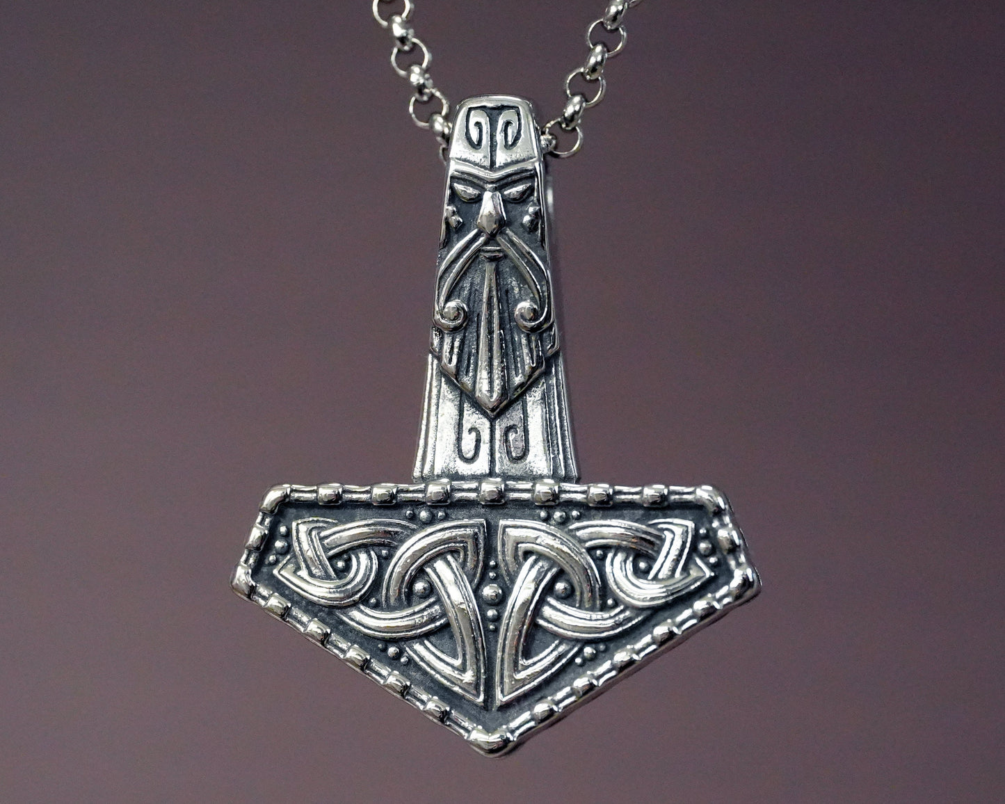 Thor's Viking Celtic Knot Knotwork Thors Hammer Collier Pendentif – Mjölnir Viking Norse God Thor Hammer Pendentif Viking Bijoux Cadeaux pour Hommes