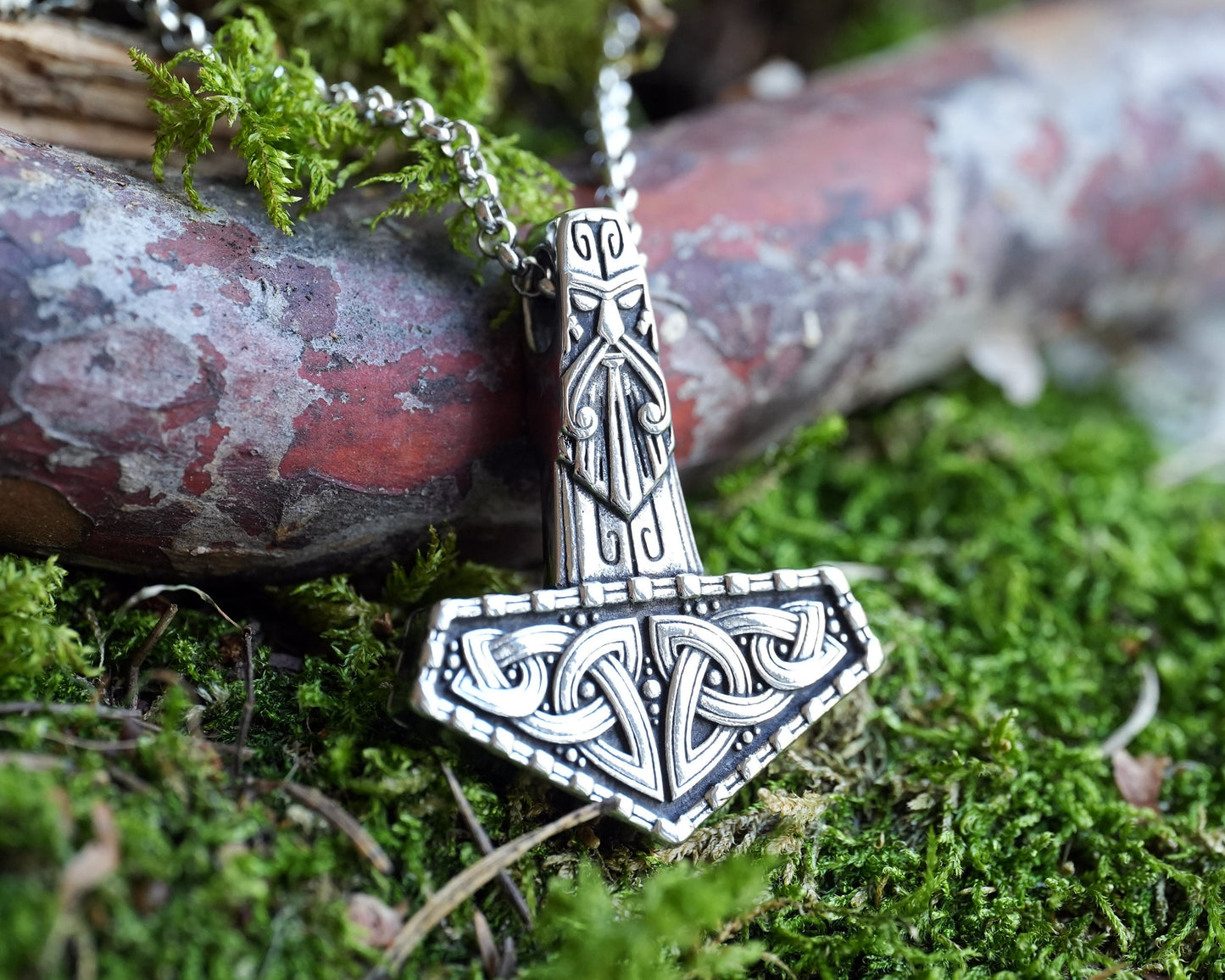 Thor's Viking Celtic Knot Knotwork Thors Hammer Necklace Pendant - Mjölnir Viking Norse God Thor Hammer Pendant Viking Jewelry Gifts for Men