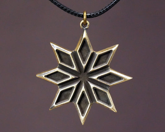 Halskette mit achtzackigem Stern, Oktagramm-Anhänger, Sterling-Silber, Sonnensonne, Nordstern, Polygon-Schmuck für Männer und Frauen mit verstellbarer Schnur