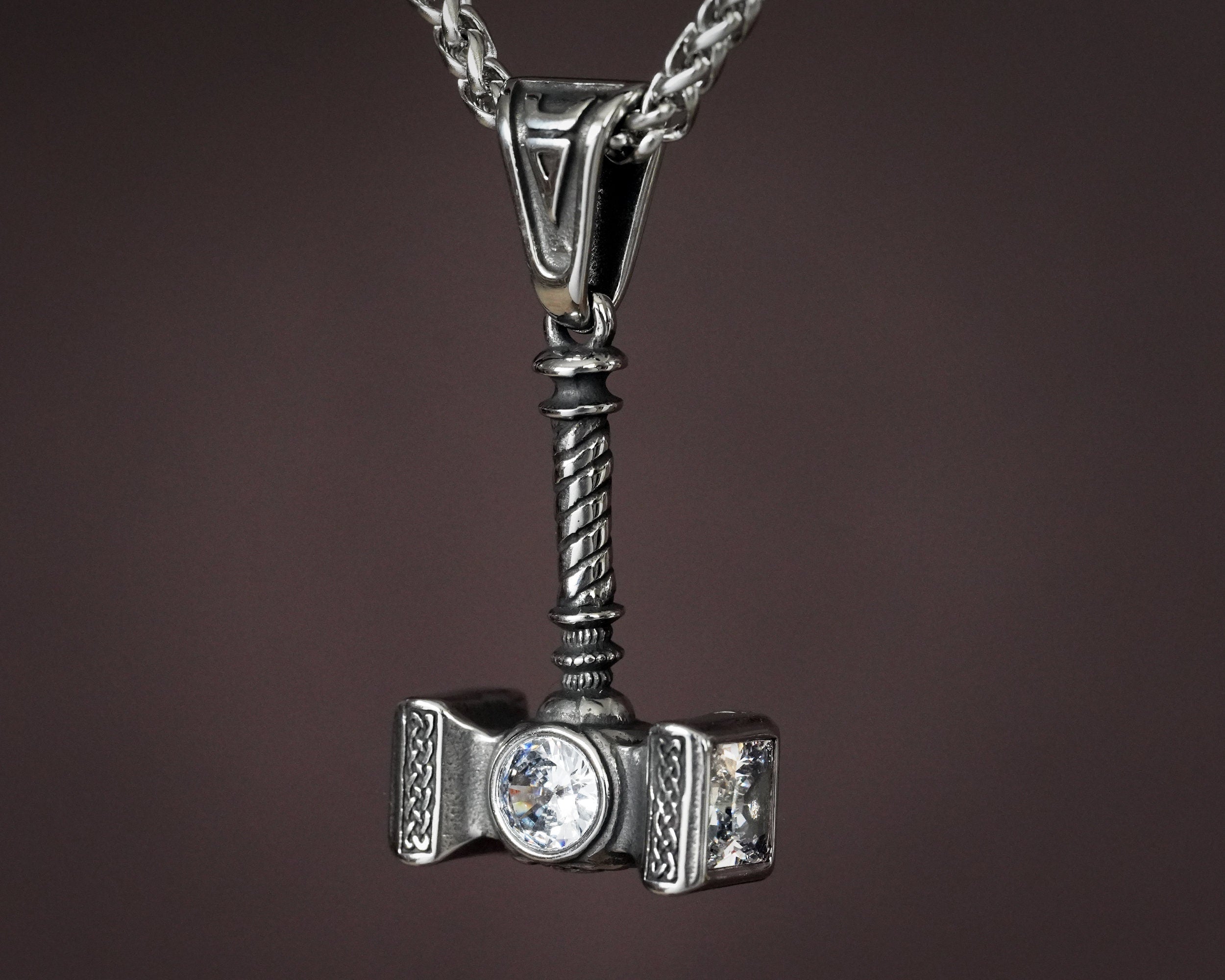 Odin Thor's Hammer Necklace Silver With deals Labradorite Bead Viking Nature Norse Scandinavian