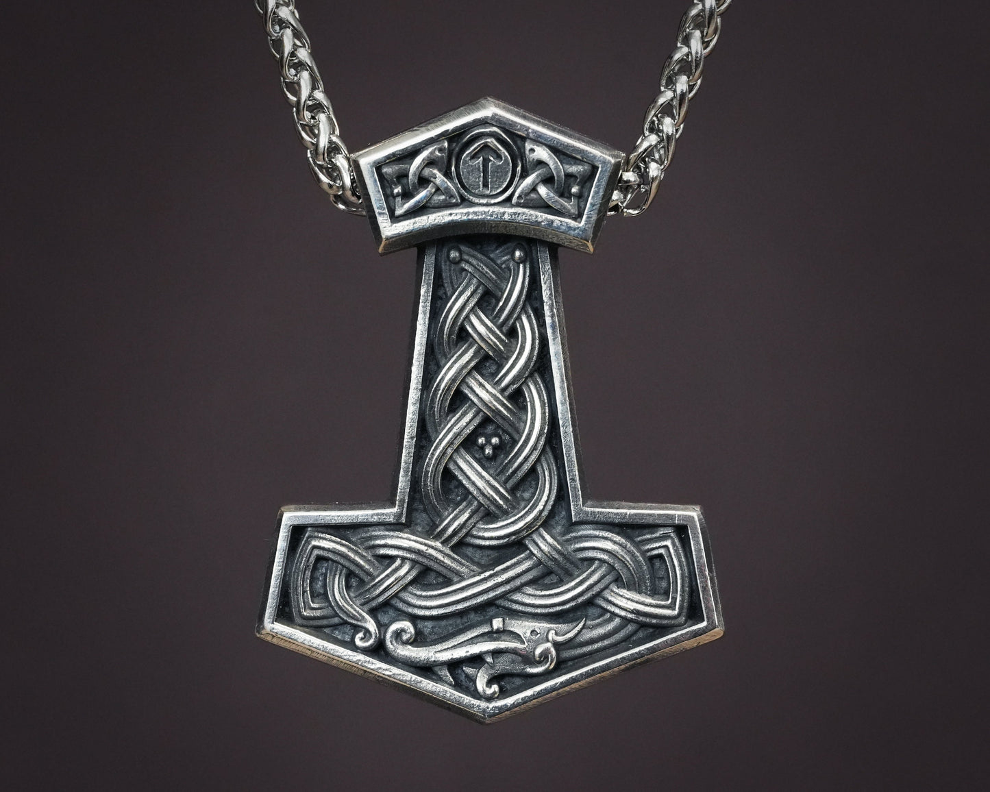 Fait à la main Viking Midgard Serpent Serpent Thor Marteau Mjolnir Thors Collier pour hommes Mythologie nordique Amulette de protection 22 pouces de long chaîne