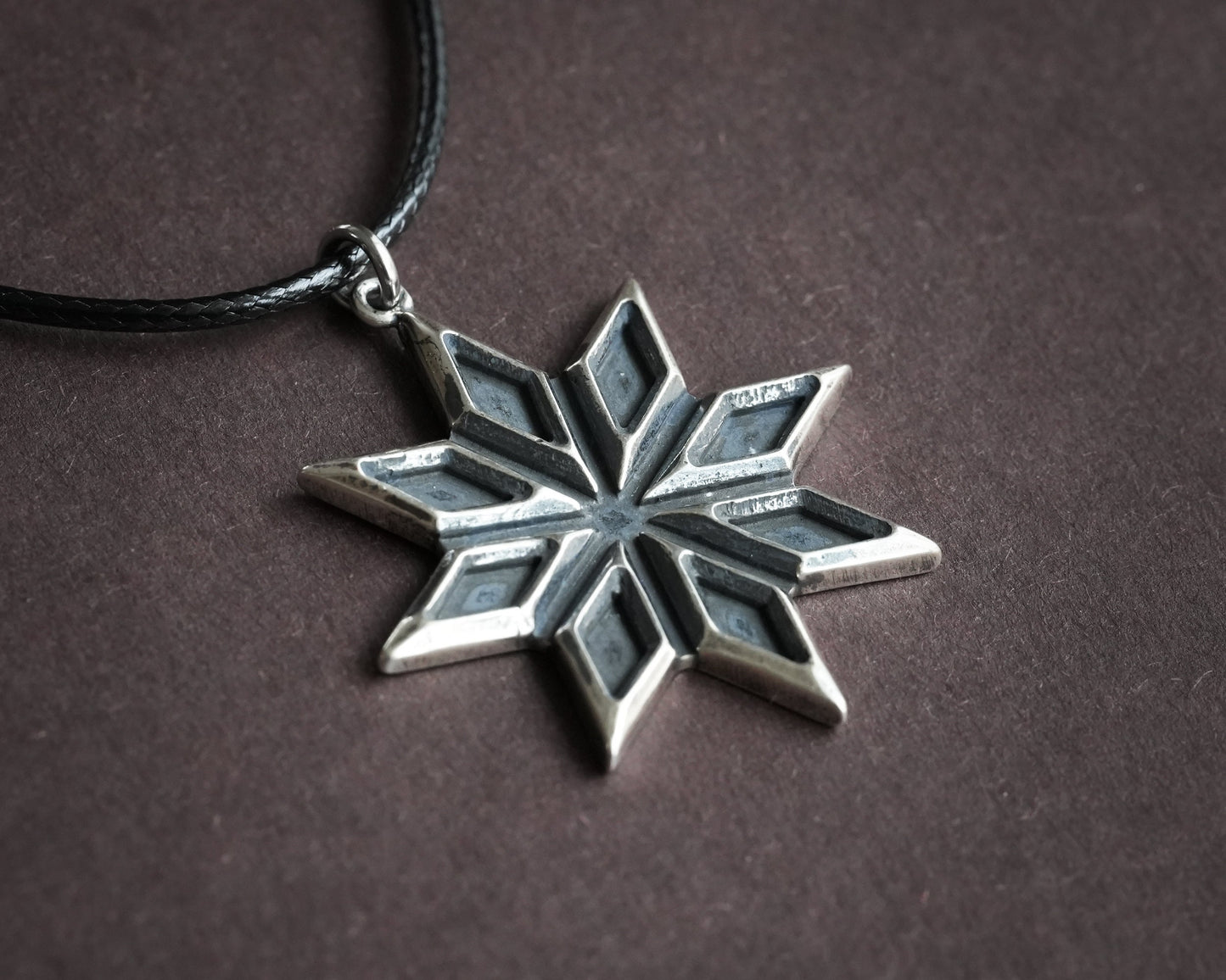 Collier étoile à huit branches pendentif octagramme en argent sterling soleil solaire étoile du nord bijoux polygone pour hommes femmes avec chaîne réglable