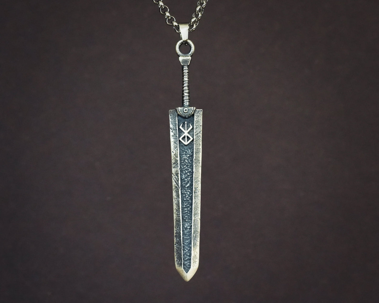 Brand of Sacrifice Dragon Slayer Sword Black Rune Anime Necklace Pendant Jewelry Fantasy Cosplay Gift for Men Women - Baldur Jewelry