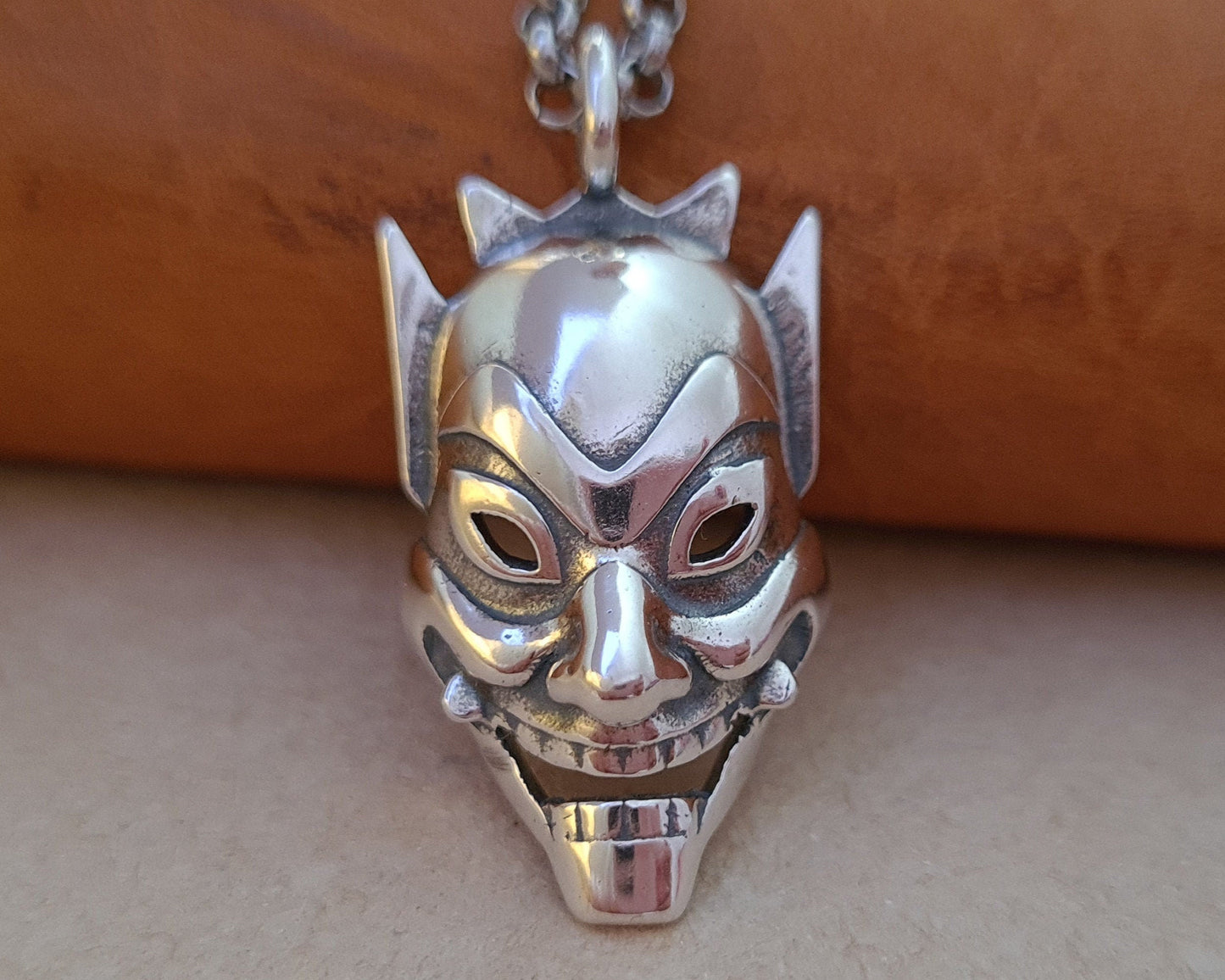 925 Sterling Silver Avatar The Last Airbender Zuko Blue Spirit Mask Necklace Pendant Charm - Baldur Jewelry