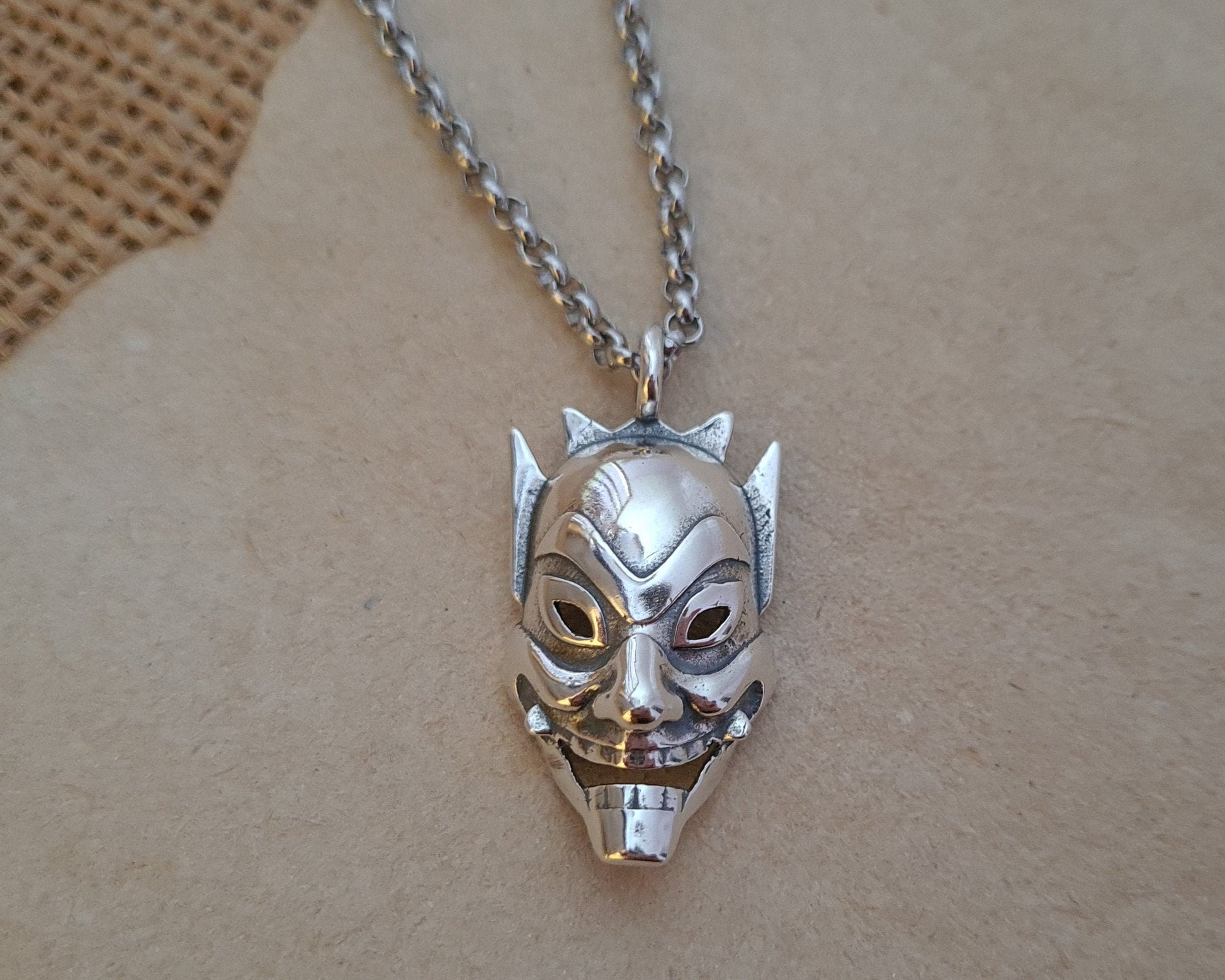 925 Sterling Silver Avatar The Last Airbender Zuko Blue Spirit Mask Necklace Pendant Charm - Baldur Jewelry