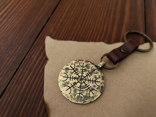 Viking Keychain Gift Accessories Aegishjalmur Helm of Awe Norse Protection Symbol - Baldur Jewelry