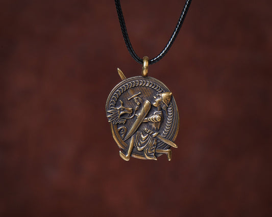 Sigurd Siegfried Battle With Dragon Fafnir Pendant Necklace Amulet Charm Jewelry - Baldur Jewelry