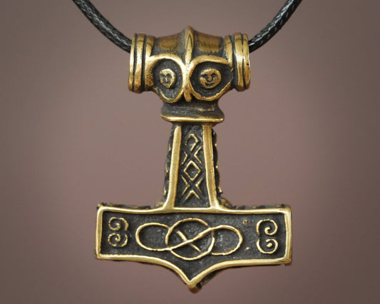 Handmade Viking Norse Thors Hammer Mjolnir Thor Pendant Necklace Jewery For Men And Women With Adjustable String - Baldur Jewelry