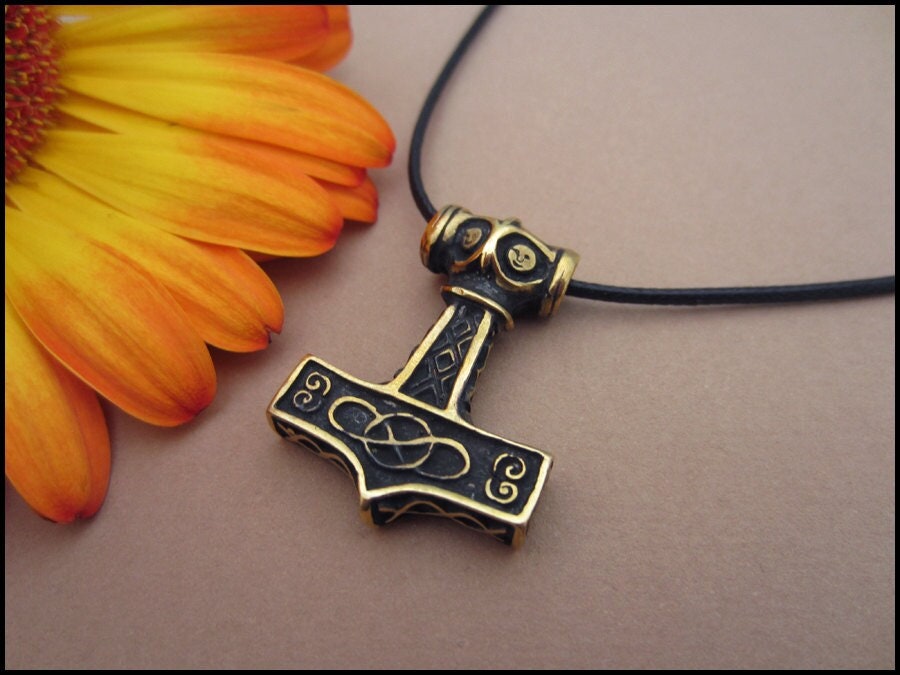 Handmade Viking Norse Thors Hammer Mjolnir Thor Pendant Necklace Jewery For Men And Women With Adjustable String - Baldur Jewelry