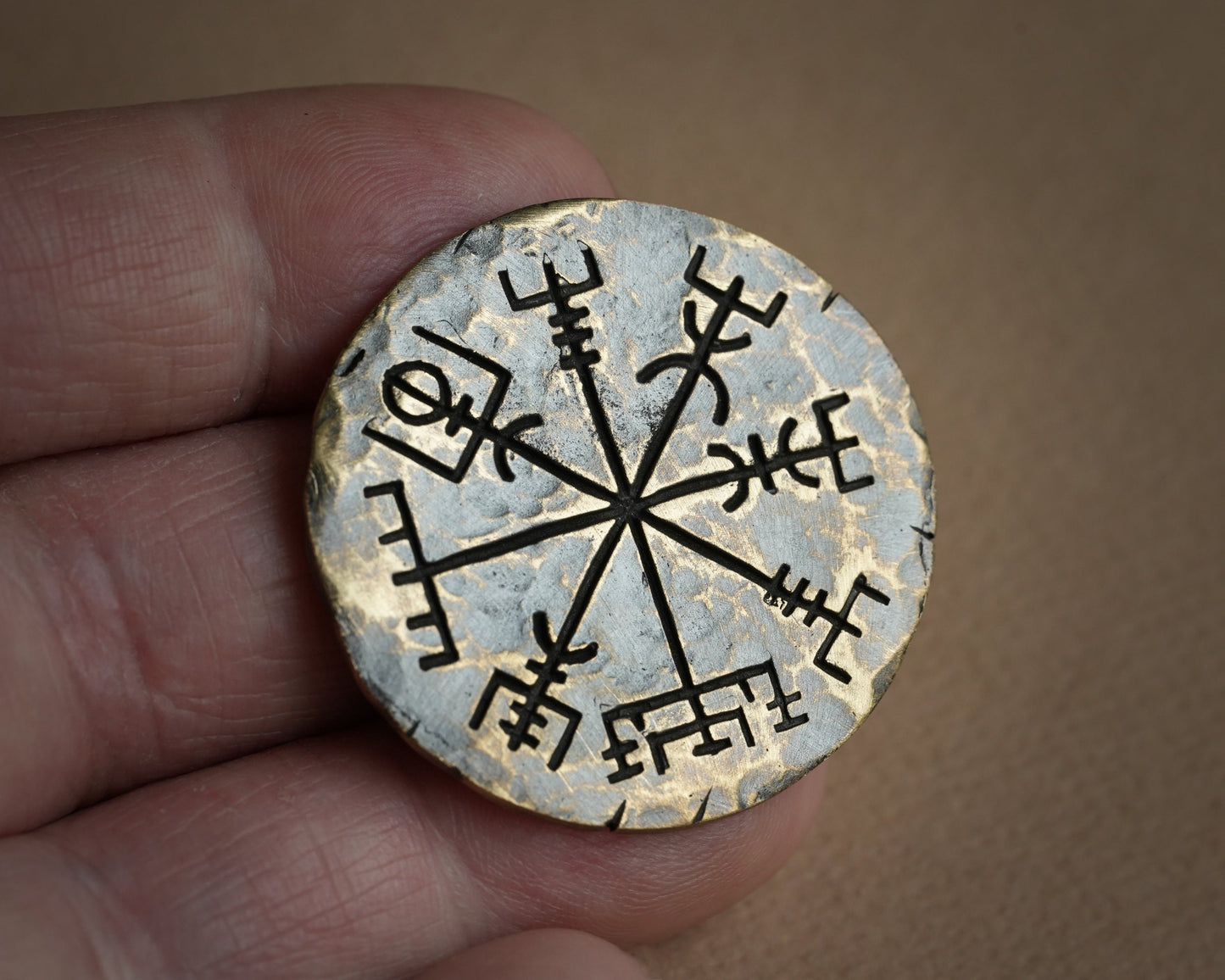 Viking Norse Traveler's Protective Talisman Vegvisir Coin Gift Lucky Luck Coin - Baldur Jewelry