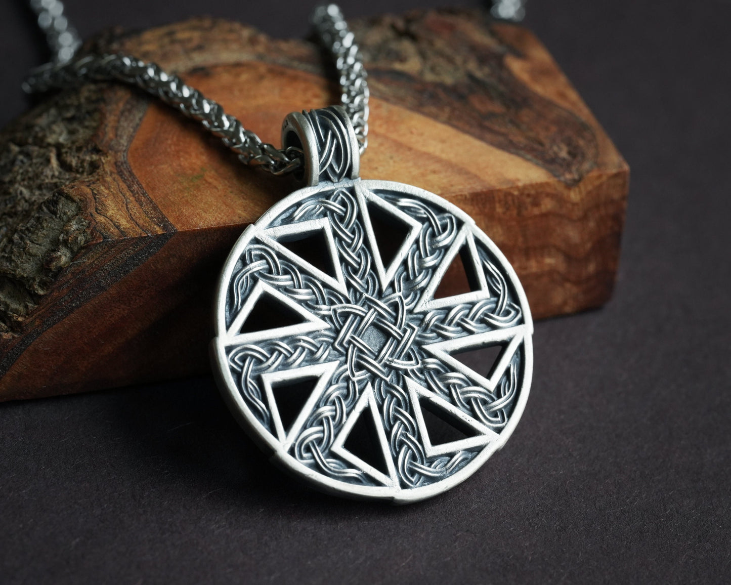 Kolovrat Solar Cross Sun Wheel Pagan Ethnic Viking Cross Wheel of Life, Eight Spoked Wheel Dharma Wheel Viking Jewelry Pendant Necklace - Baldur Jewelry