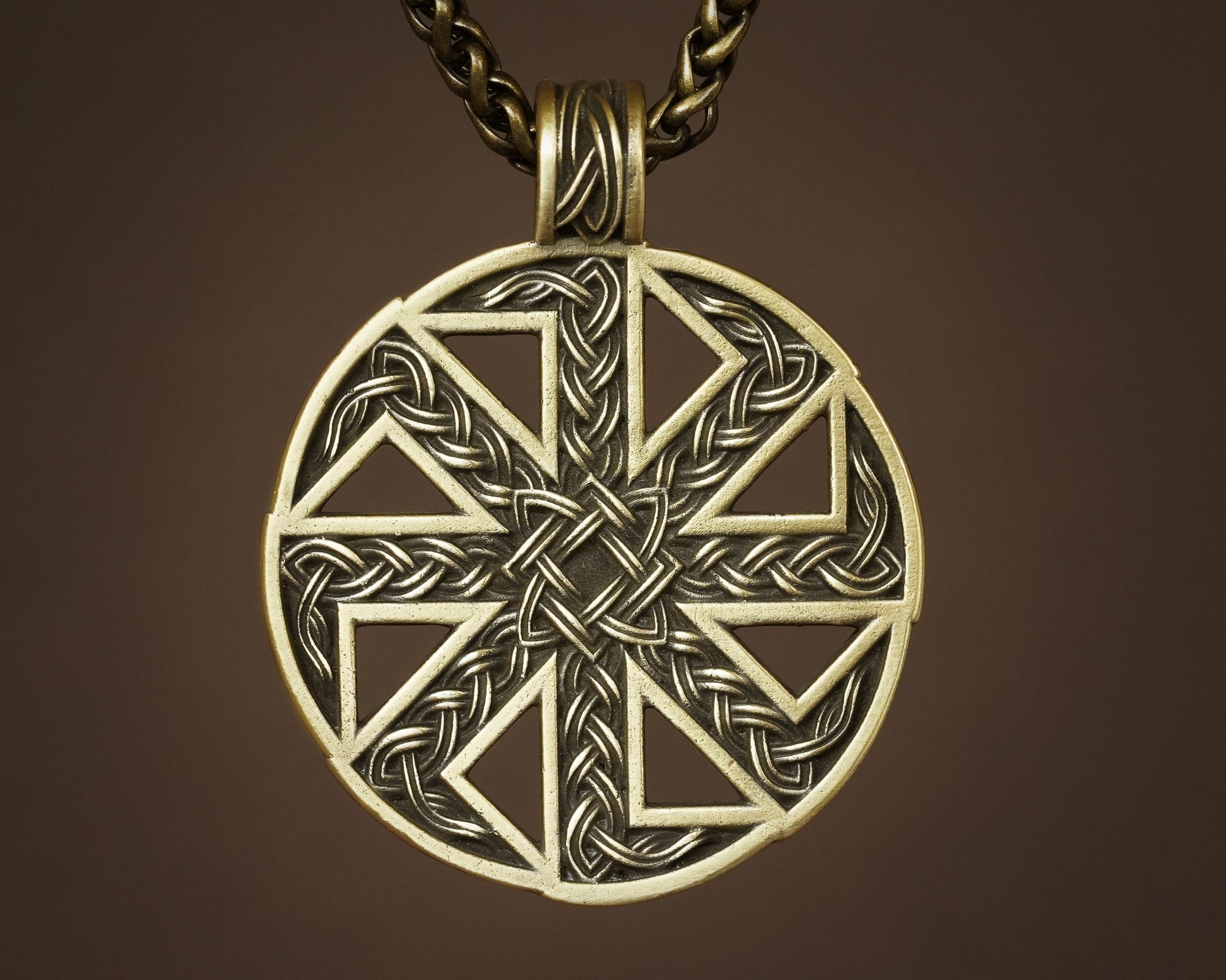 Kolovrat Solar Cross Sun Wheel Pagan Ethnic Viking Cross Wheel of Life, Eight Spoked Wheel Dharma Wheel Viking Jewelry Pendant Necklace - Baldur Jewelry