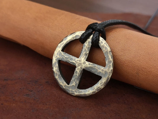 Hand Hammered Solar Cross, Sun Wheel, Viking Cross, Wheel of Life, Viking Norse Jewelry Pendant Necklace - Baldur Jewelry