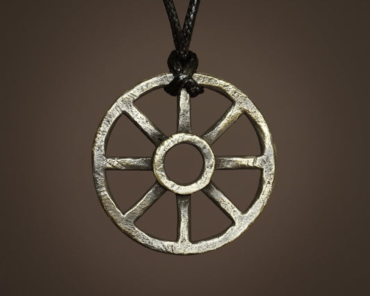 Taranis Dharma Solar Cross Sun Wheel Viking Celtic Wheel of Life Eight Spoked Wheel Viking Jewelry Pendant Necklace Dharmachakra