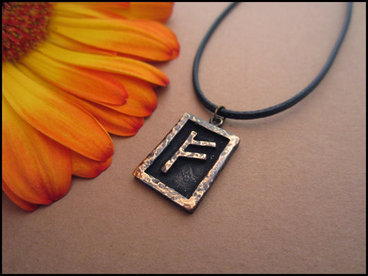 Viking Fehu Rune  - Wealth - Viking Norse Jewelry Pendant Necklace - Baldur Jewelry