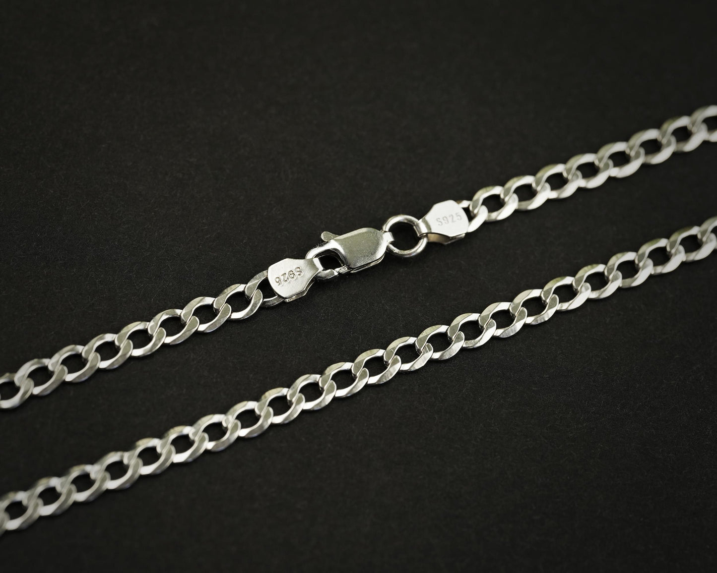 925 Sterling Silver Curb Cuban Chain with soldered fittings 22 inches 4mm